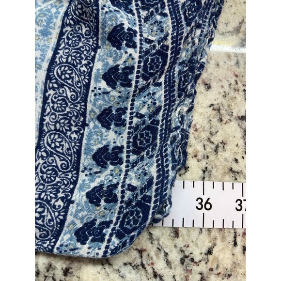 Bohemian Open Kimono Wrap One Size Blue White Handkerchief Festival Syle - Picture 6 of 8